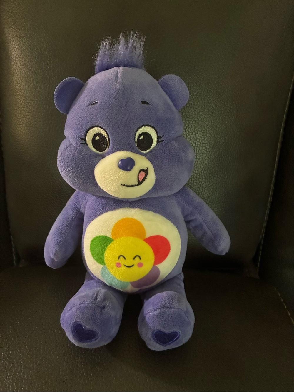 2020 Care Bears Unlock the Magic Purple Plush w/Colorful Flower Belly 10”